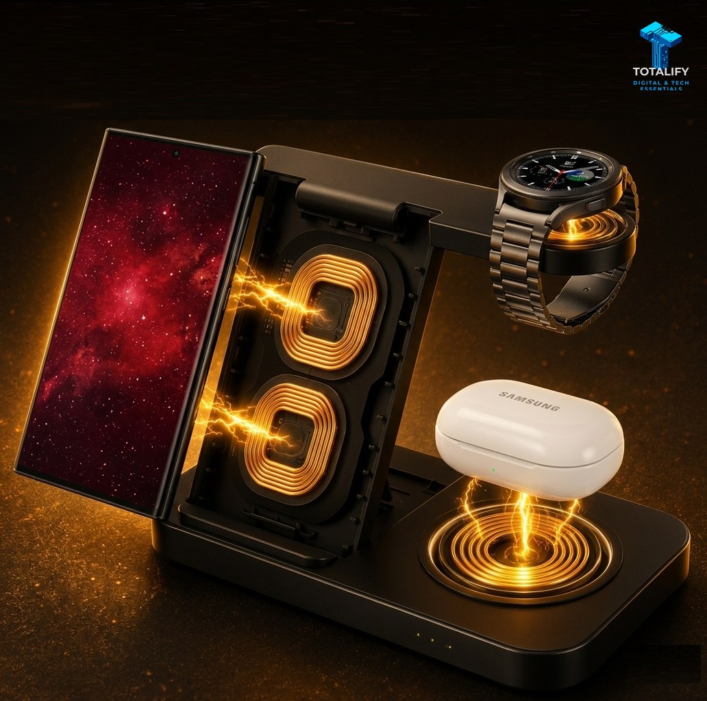 Foldable 3-in-1 Wireless Charging Station for Mobile Phone, Watch & Earphone
