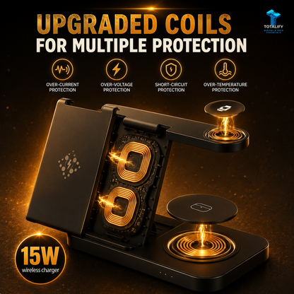 Foldable 3-in-1 Wireless Charging Station for Mobile Phone, Watch & Earphone