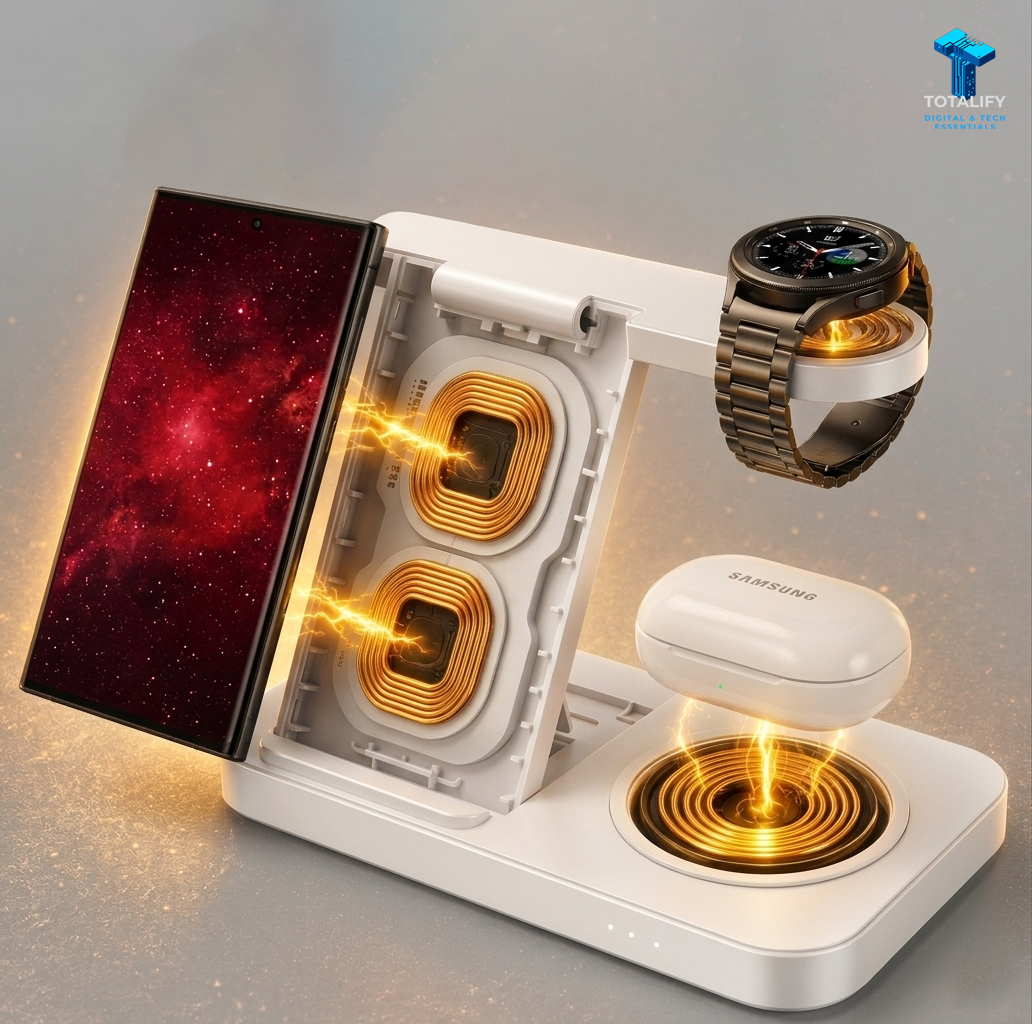 Foldable 3-in-1 Wireless Charging Station for Mobile Phone, Watch & Earphone